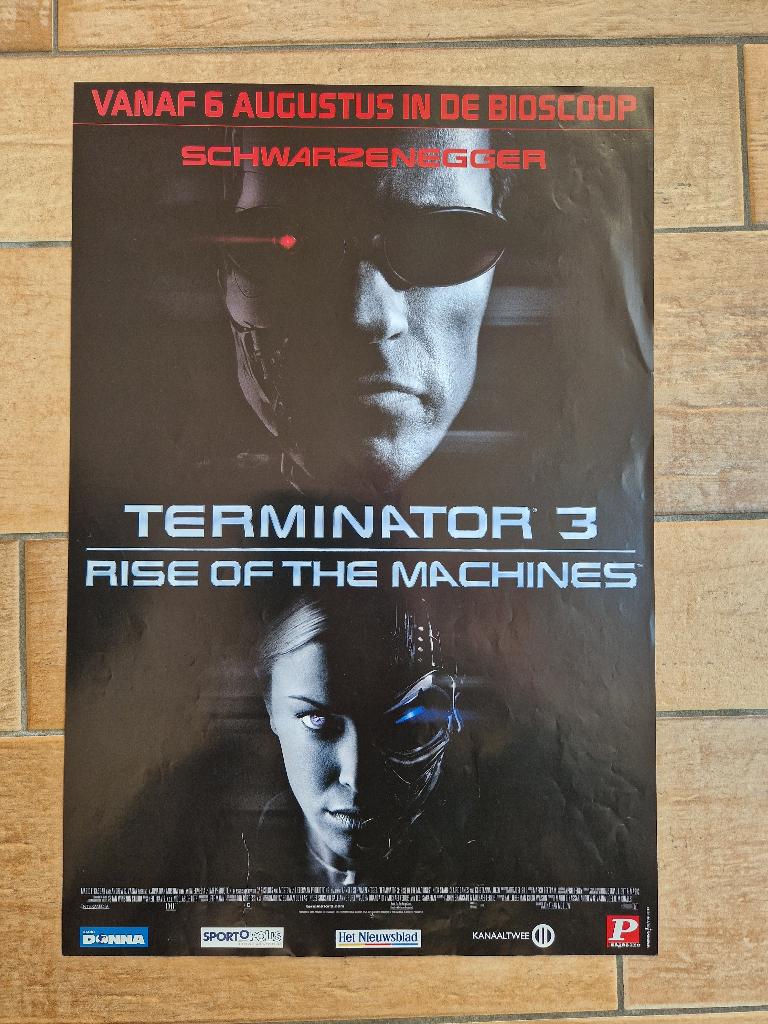 filmaffiche Terminator 3 Arnold Schwarzenegger filmposter, Rechthoekig Staand, Ophalen of Verzenden, Zo goed als nieuw, A1 t/m A3