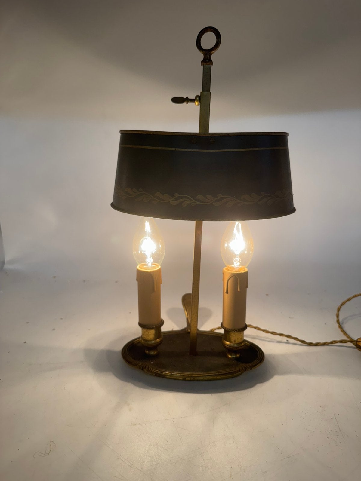 Authentieke Franse Bouillotte Lamp – tole kap 36 cm, Ophalen of Verzenden