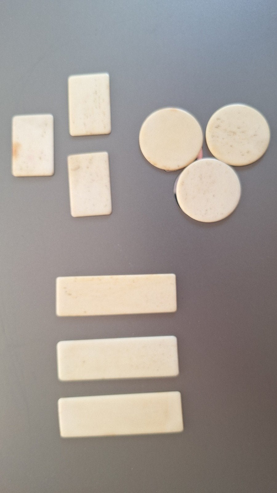 partij antieke benen spelfiches/ jetons. 66 stuks., Ophalen of Verzenden