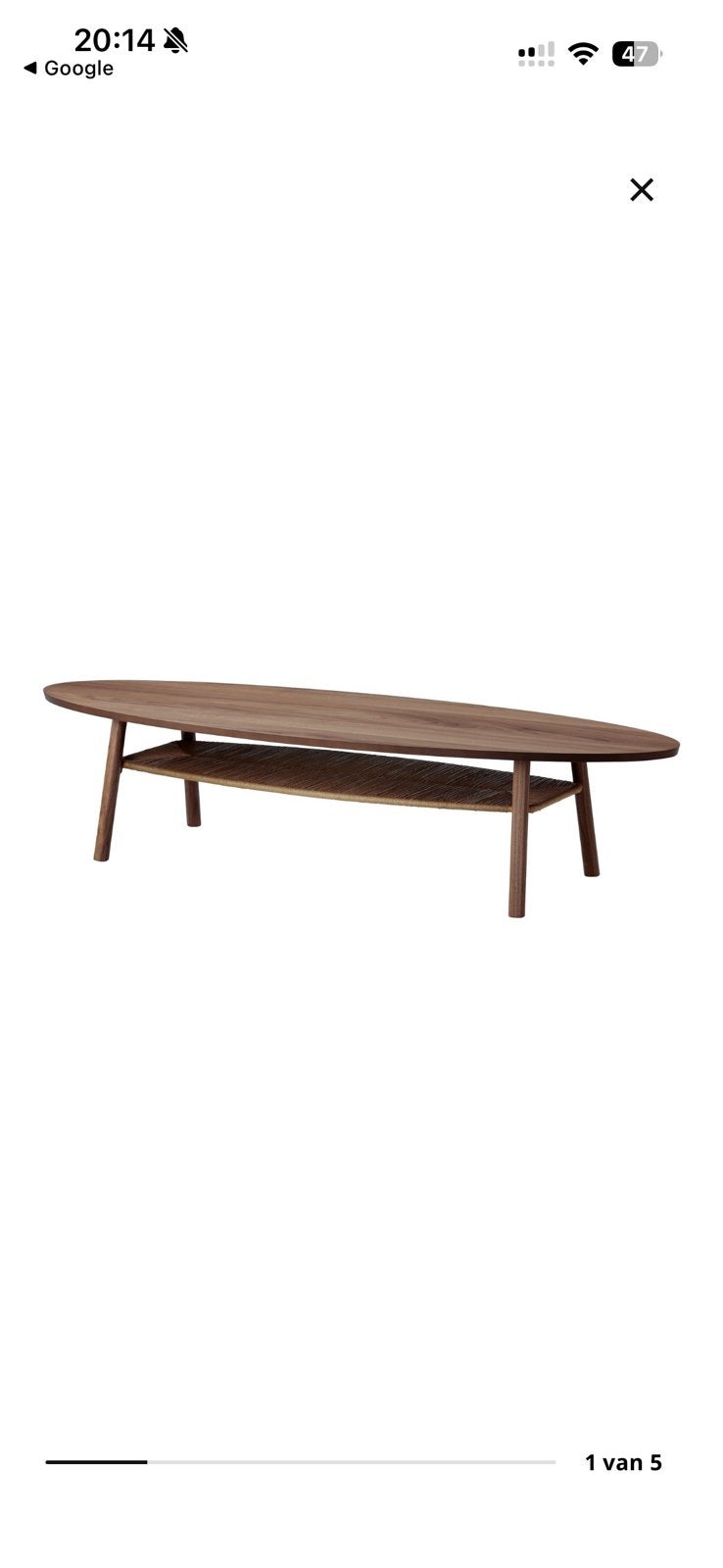 Ikea stockholm salontafel deze week halen is 119,99, 100 tot 150 cm, Teakhout, Zo goed als nieuw, Ovaal