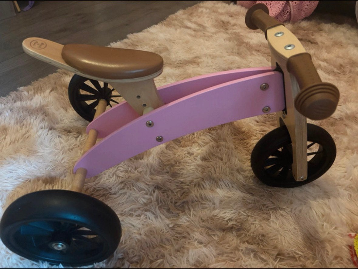 Bandits and Angels Z.G.A.N. 3 wieler + 2 wieler, hout, roze, Kinderen en Baby's, Speelgoed | Buiten | Voertuigen en Loopfietsen