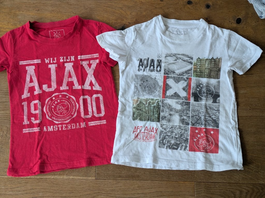 Ajax tshirts maat 128, Ophalen of Verzenden, Gebruikt, Jongen of Meisje, Shirt of Longsleeve