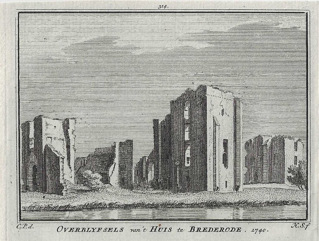 314 Overblyfsels van 't Huis te Brederode 1740 Spilman Koper, 10 cm, 8 cm, Ophalen of Verzenden, 1700 - 1799