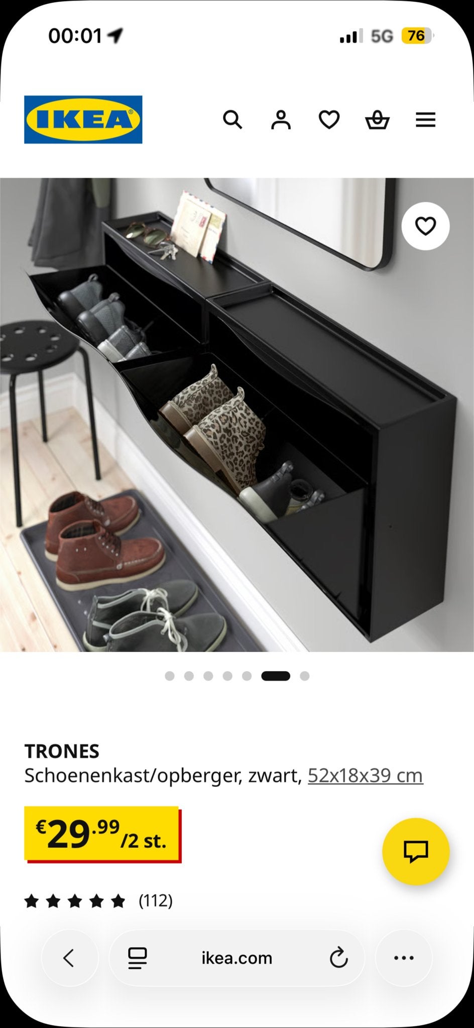 IKEA TRONES Schoenenkast/Opberger Zwart (12 stuks), Ophalen of Verzenden, Gebruikt