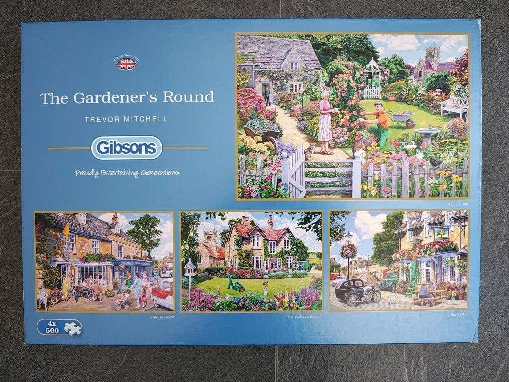 Gibson The Gardener's Round legpuzzels (4x500), Ophalen, 500 t/m 1500 stukjes, Zo goed als nieuw, Legpuzzel