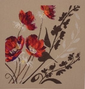 Borduurpakket Rode bloemen 1045, Geen, Geen, Nieuw, Ophalen of Verzenden