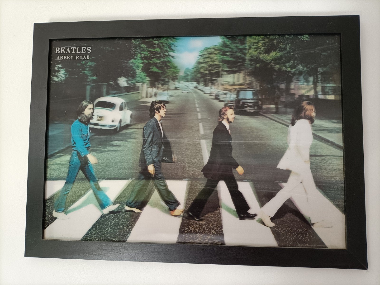 Beatles Abbey Road holografische plaat 74 x 63 cm, Ophalen of Verzenden, Gebruikt, 50 tot 75 cm, Foto of Poster