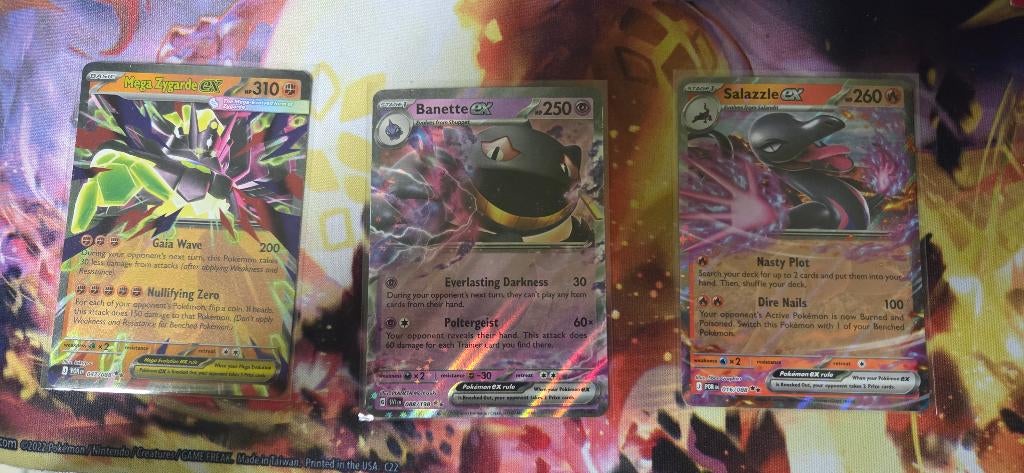 3 pokemon ex kaarten, Ophalen of Verzenden, Zo goed als nieuw, Meerdere kaarten, Foil