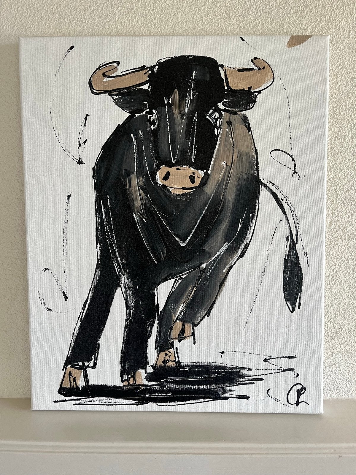 Modern schilderij van een stier - Acryl op doek, Ophalen, Acrylverf, Doek, Expressionistisch