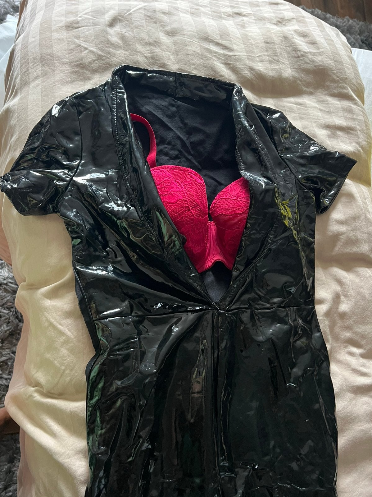 Jumpsuit lakleer L, Verzenden, Zo goed als nieuw, Zwart, Overige typen