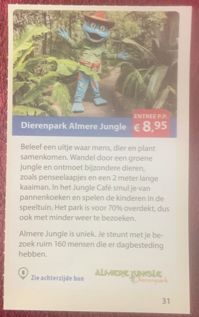 Dierenpark Almere Jungle voordeelbon, Drie personen of meer, Dierentuinbon