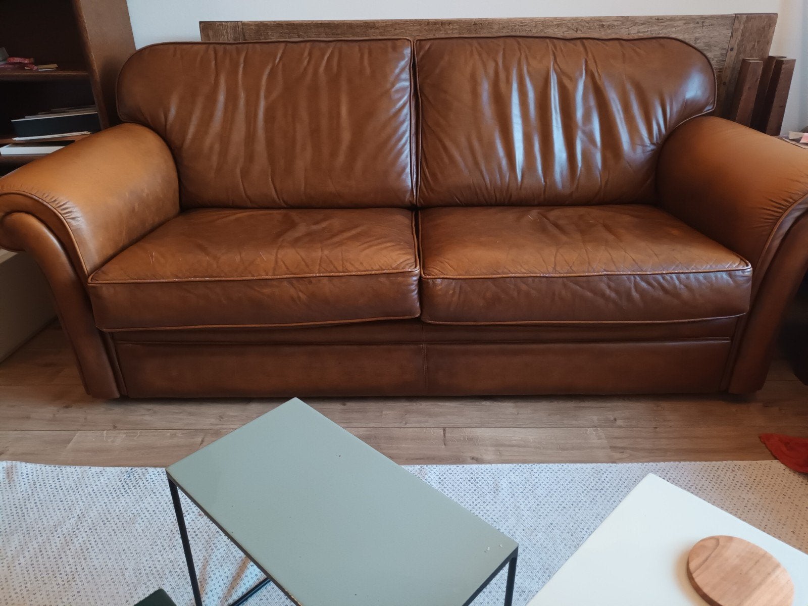 Gratis leren bank, Huis en Inrichting, Ophalen, Gebruikt, 75 tot 100 cm