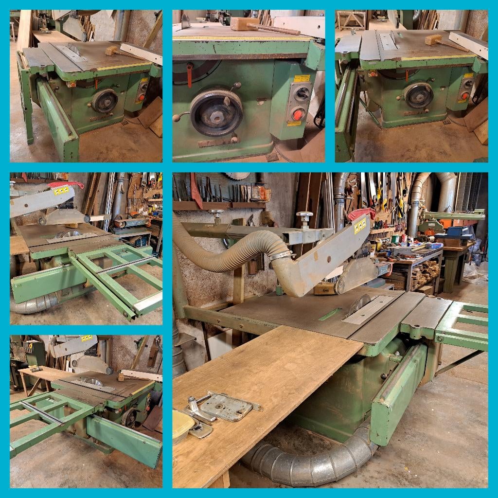 Cirkelzaagmachine met afkorttafel + cirkelzaagbladen, Ophalen, Gebruikt, Cirkelzaag, 70 mm of meer