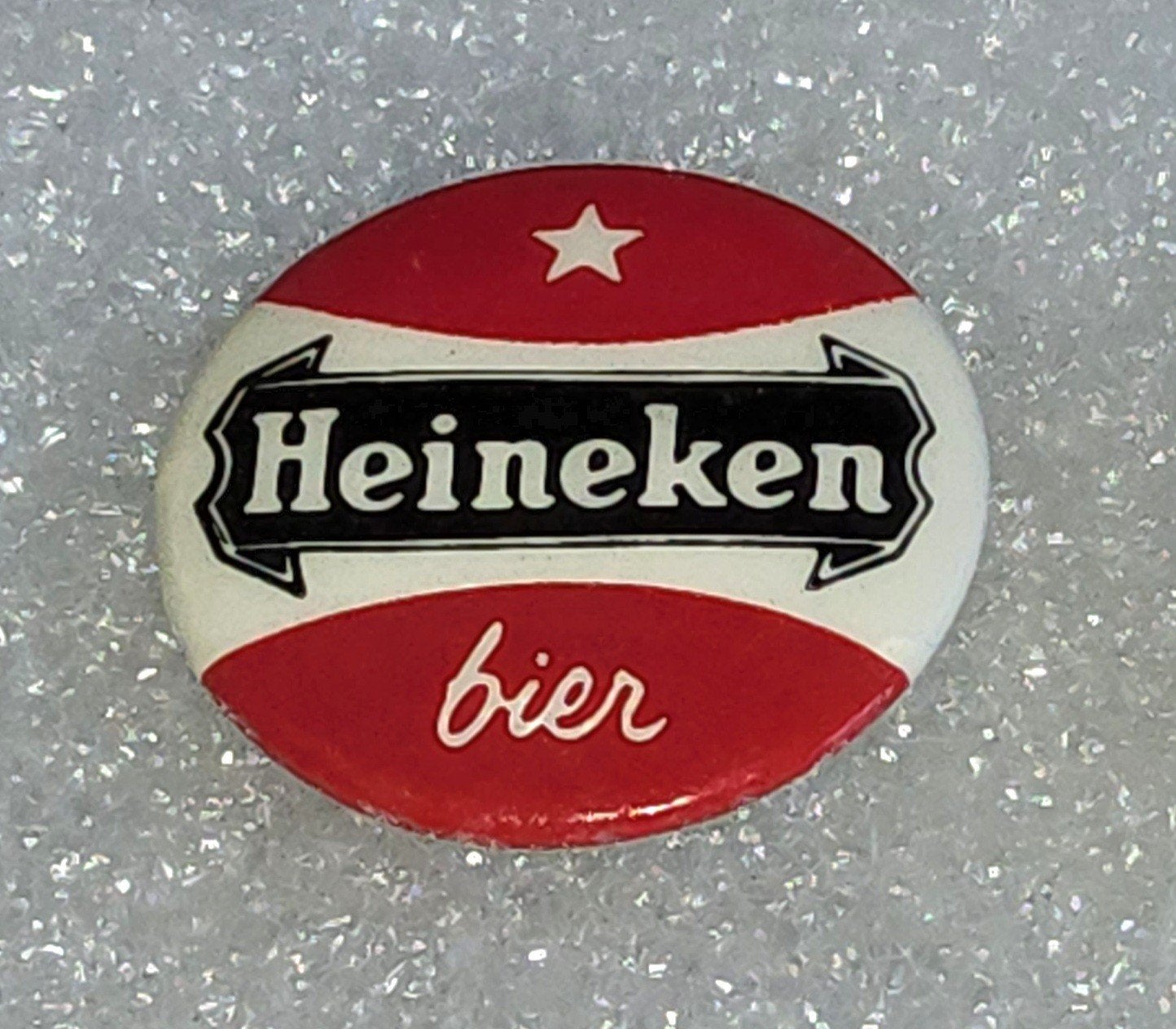Vintage Heineken Bier Button, Ophalen of Verzenden, Gebruikt, Overige onderwerpen, Button