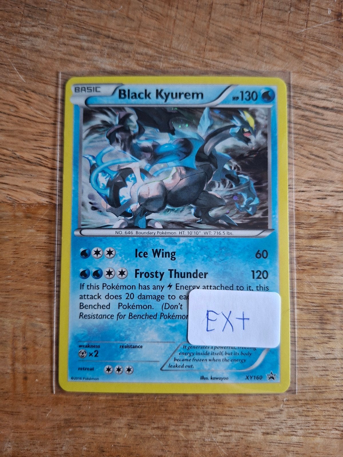 Pokémon Kaart Black Kyurem holo XY160 EX+ (Engels), Ophalen of Verzenden, Zo goed als nieuw, Losse kaart