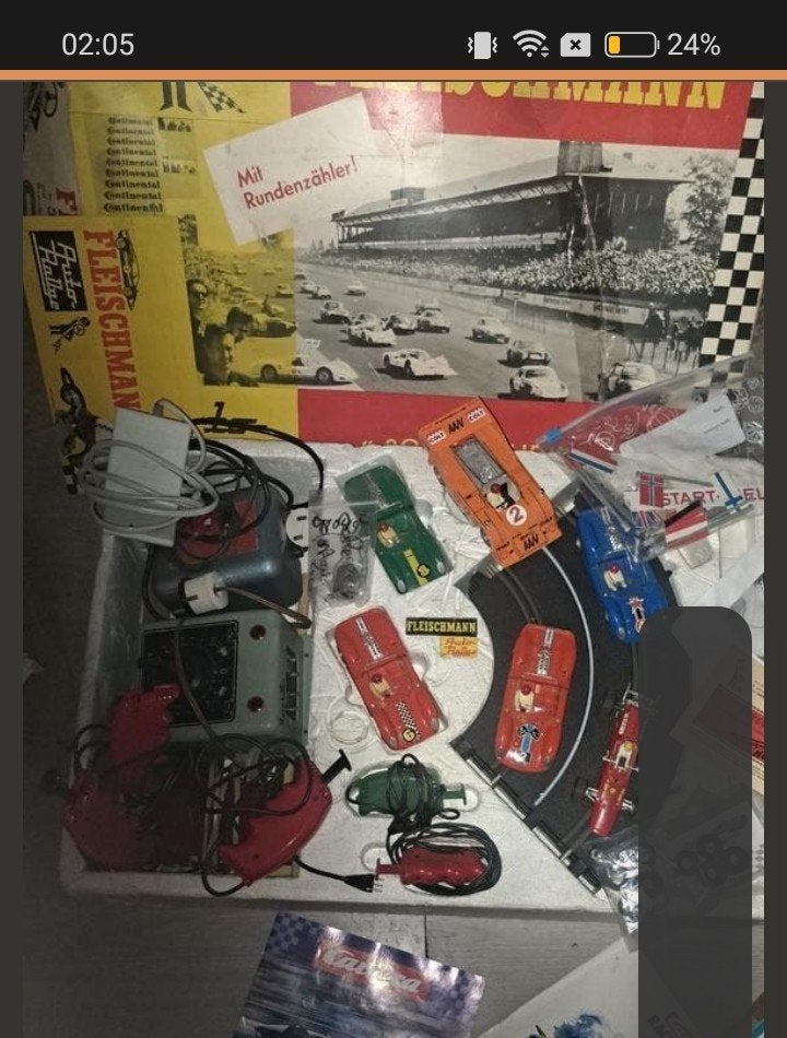 Vintage Fleischmann Racebaan Set met Auto's en Onderdelen, Ophalen of Verzenden