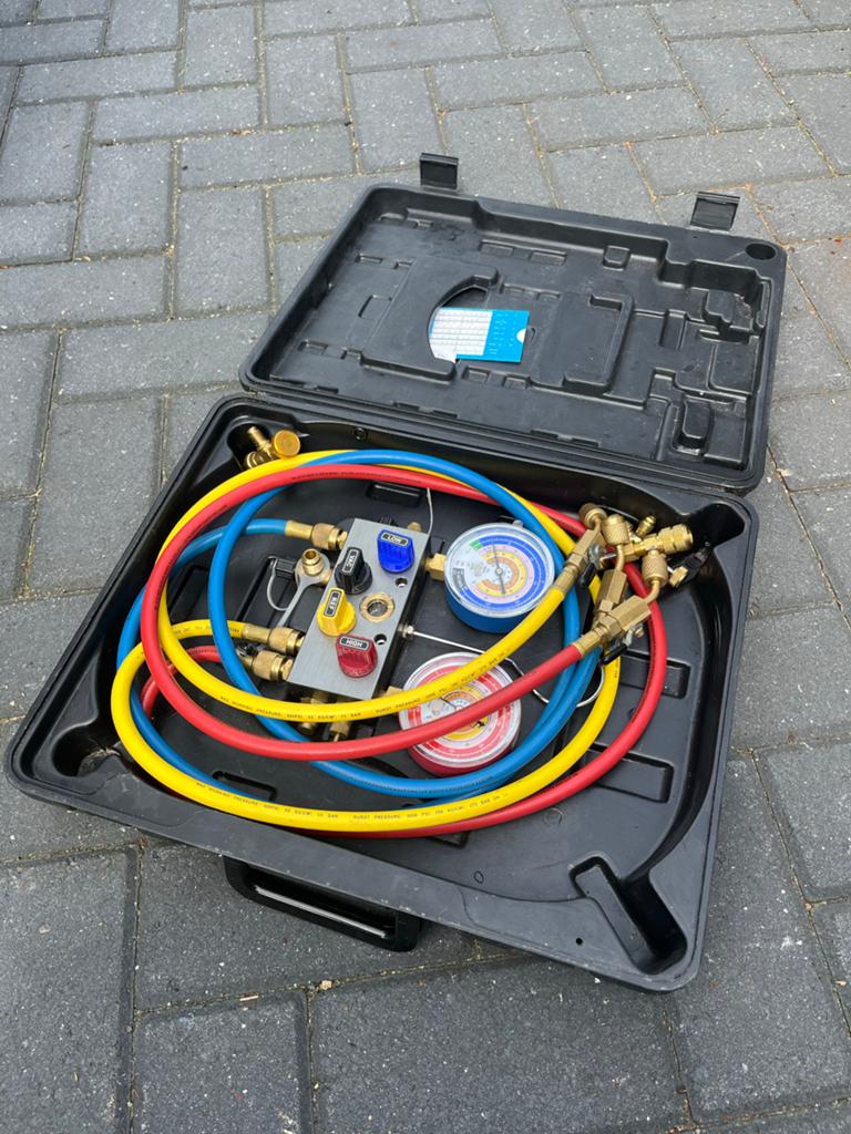 Mastercool Manometerset - 4-weg vul- en testmanifold, Ophalen of Verzenden, Gebruikt