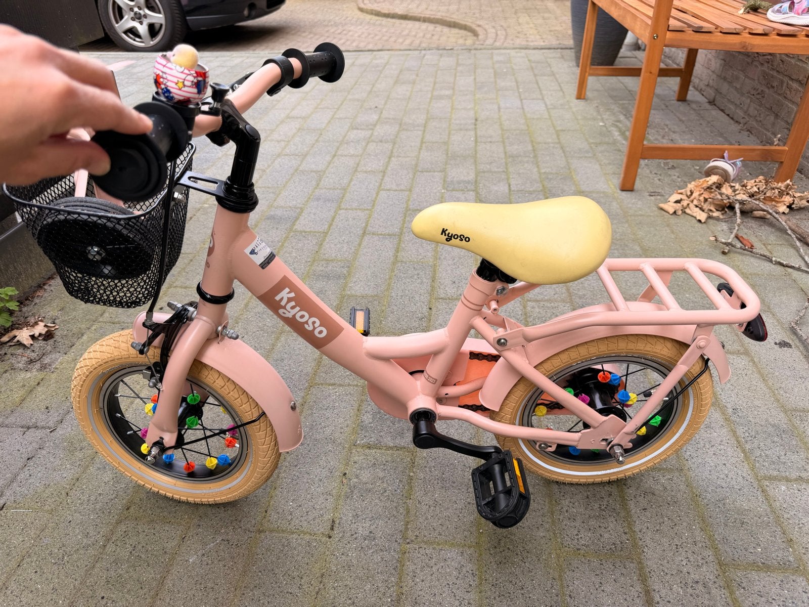 Nieuwe Kyoso kinderfiets 12 inch roze met zijwieltjes, Ophalen, Nieuw, Minder dan 16 inch, Zijwieltjes