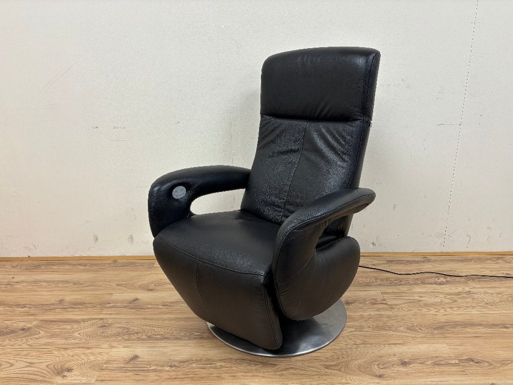 Hukla relax - sta op stoel op draaivoet zwart leer met accu