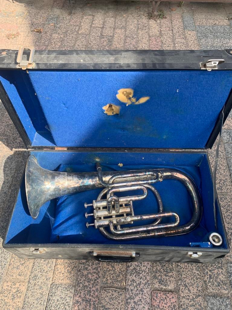 Blaashoorn in koffer Manchester Brass, Muziek en Instrumenten, Blaasinstrumenten | Hoorns, Verzenden, Gebruikt, Overige typen