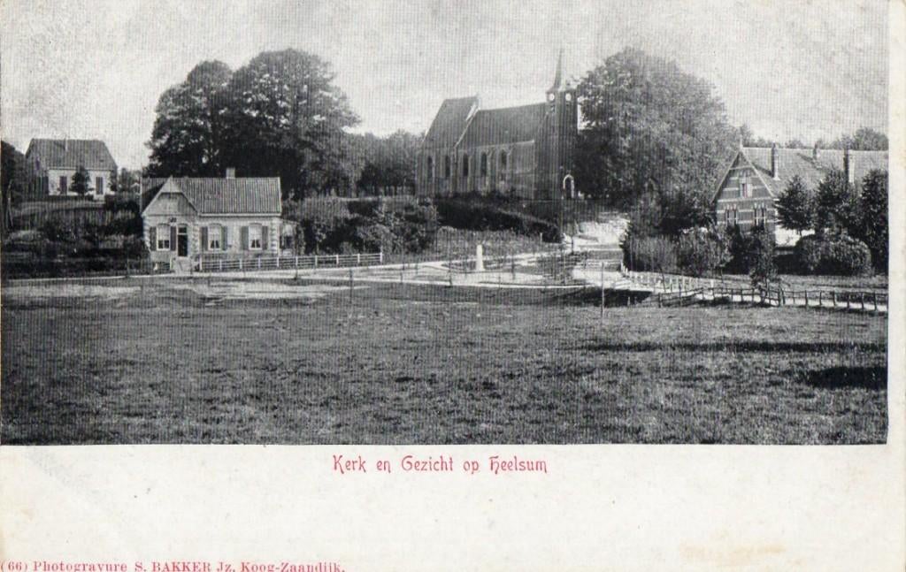 MM51 Heelsum Kerk en gezicht op dorp (Bakker Koog/Zaandijk), Verzenden, Voor 1920, Ongelopen, Gelderland