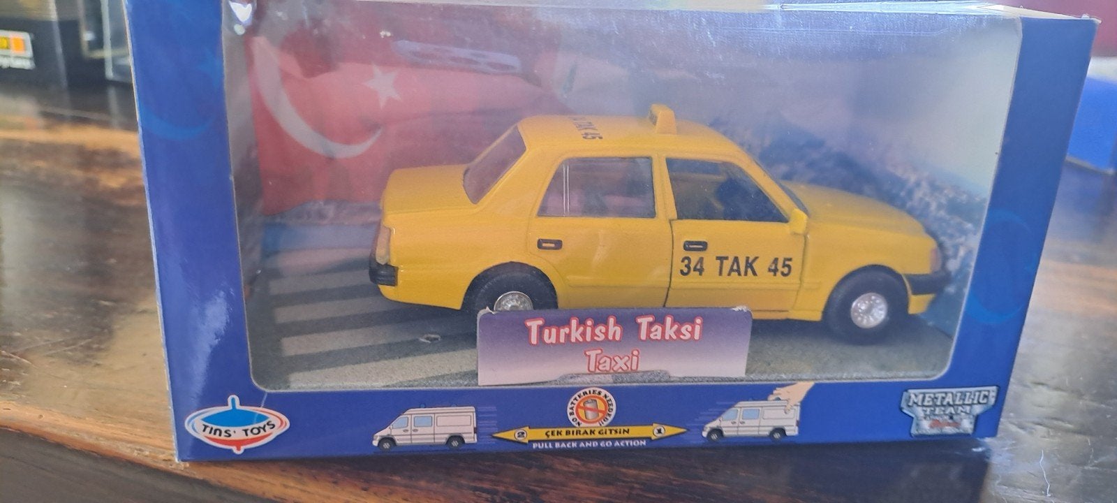 Tins Toys Turkse Taksi Modelauto - Geel, Overige merken, 1:50 of kleiner, Auto, Nieuw