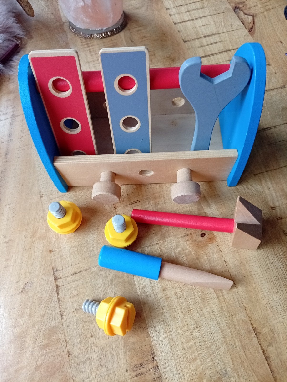 Houten gereedschapskist met gereedschap en bouten, Ophalen of Verzenden, Gebruikt, Jongen of Meisje
