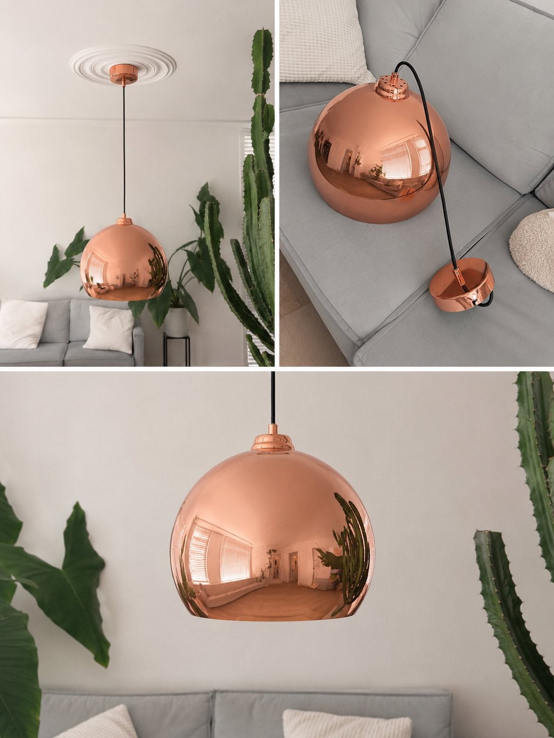 MADE Rose Gouden Hanglamp - Ø32cm, H30cm, Ophalen of Verzenden, Zo goed als nieuw, Metaal, E27 (groot)
