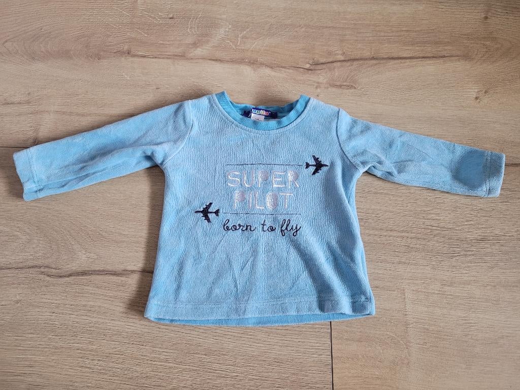 LUPILU blauw badstoffen longsleeve maat 74/80 ~ MP3032, Kinderen en Baby's, Babykleding | Maat 74, Ophalen of Verzenden, Zo goed als nieuw