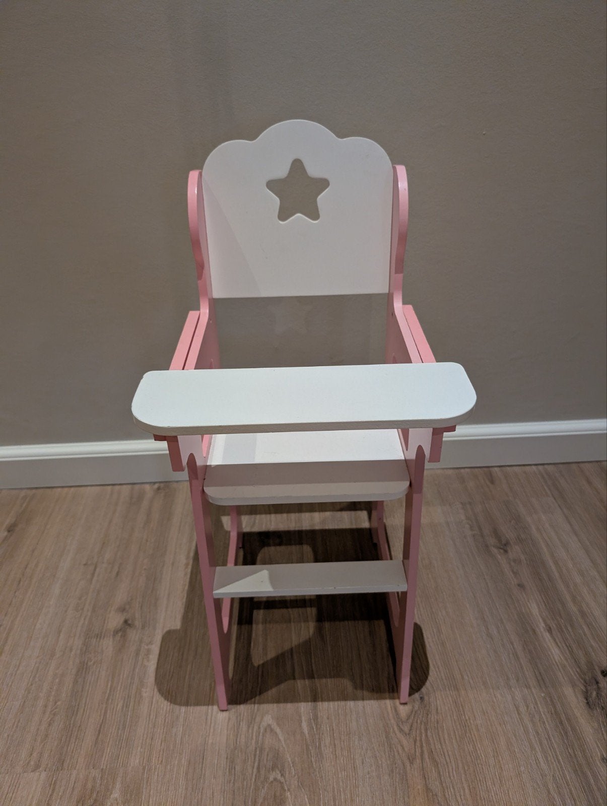 Kinderstoel voor babypop - Roze/Wit met ster, Ophalen, Gebruikt, Babypop