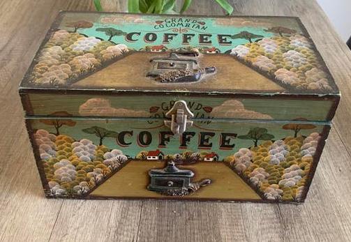 Vintage 'Grand Colombian Coffee' houten kist, Ophalen, Gebruikt, Minder dan 50 cm, Minder dan 50 cm