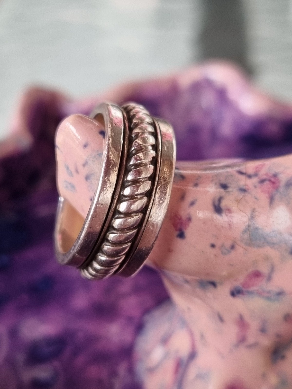 Zilveren draai ring anti stress ring maat 18, 18 tot 19, Ophalen of Verzenden, Zo goed als nieuw, Dame of Heer