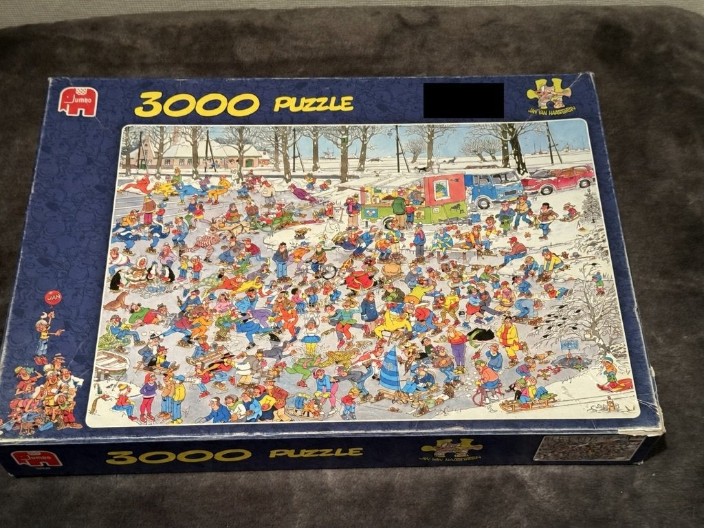 Jan van Haasteren Op Glad IJs - 3000 stukjes, Ophalen of Verzenden, Meer dan 1500 stukjes, Gebruikt, Legpuzzel