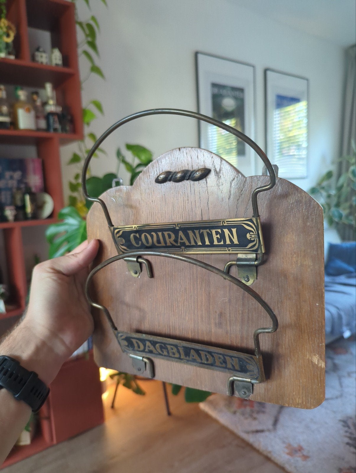 Antieke houten krantenhouder - Dagbladen en Couranten, Ophalen of Verzenden