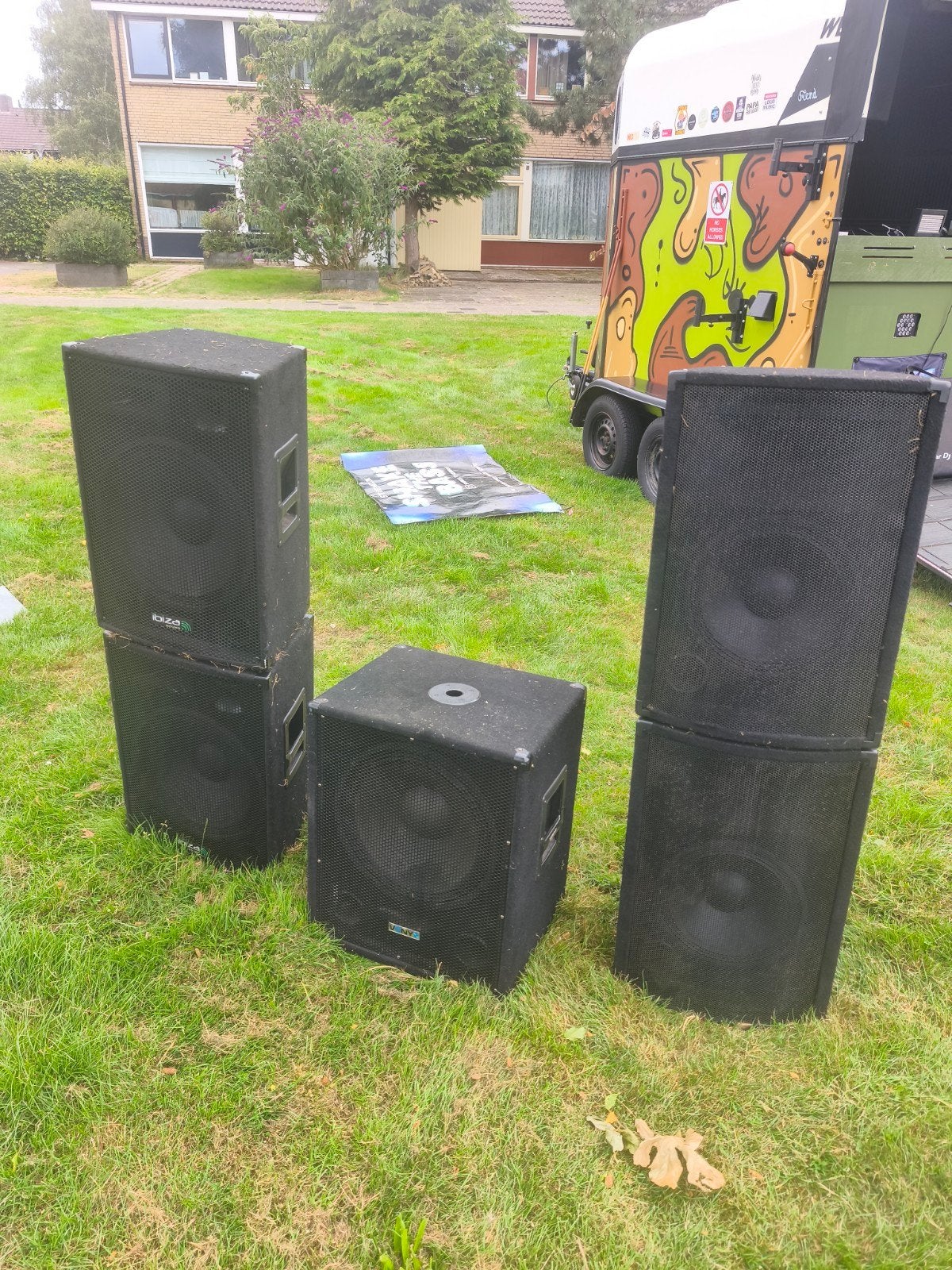 Complete PA Set:  4 tops, 1 actieve sub, 1 extra versterker, Audio, Tv en Foto, Luidsprekers, Overige merken, Ophalen