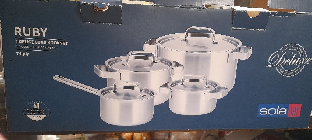 Inductiepannen 4 delige luxe kookset, Nieuw, Pannenset, Ophalen of Verzenden, Rvs