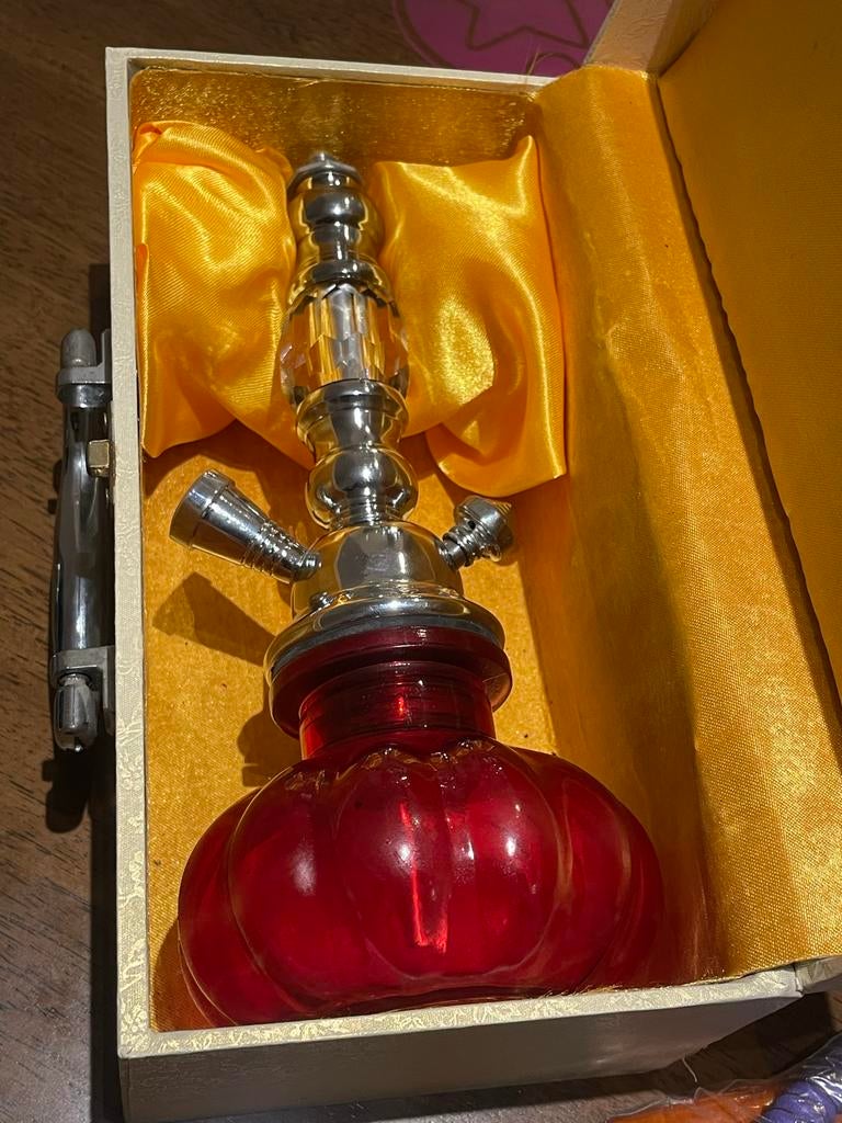 Compacte waterpijp set in koffer - Rood/Zilver, Ophalen of Verzenden, Zo goed als nieuw
