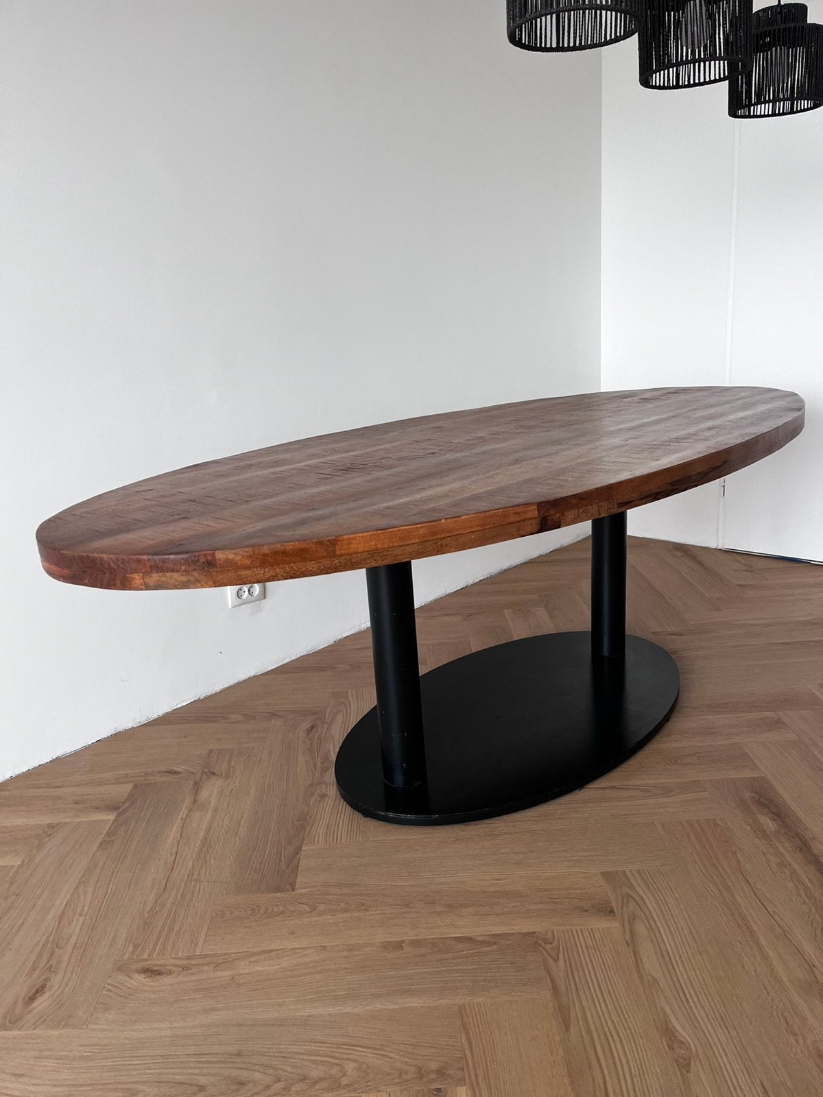 Grote ovale houten eettafel 230x110 cm | Zo goed als nieuw, Ophalen, 100 tot 150 cm, 200 cm of meer, Zo goed als nieuw