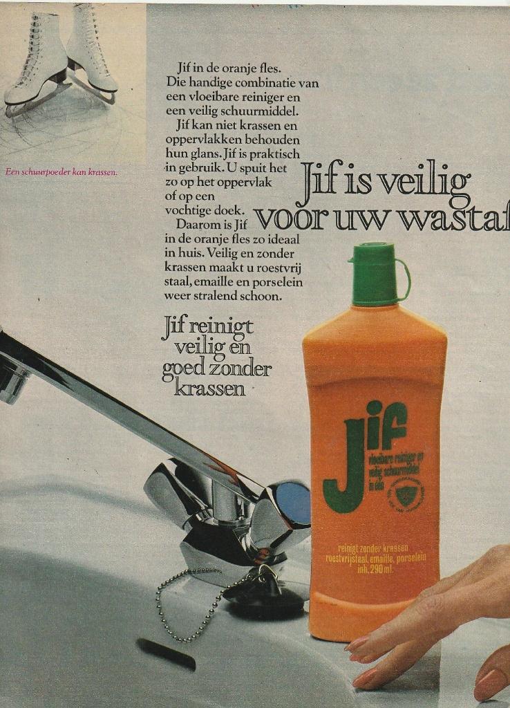 Retro reclame 1979 Jif schuurmiddel voor je wastafel, Verzenden, Overige typen