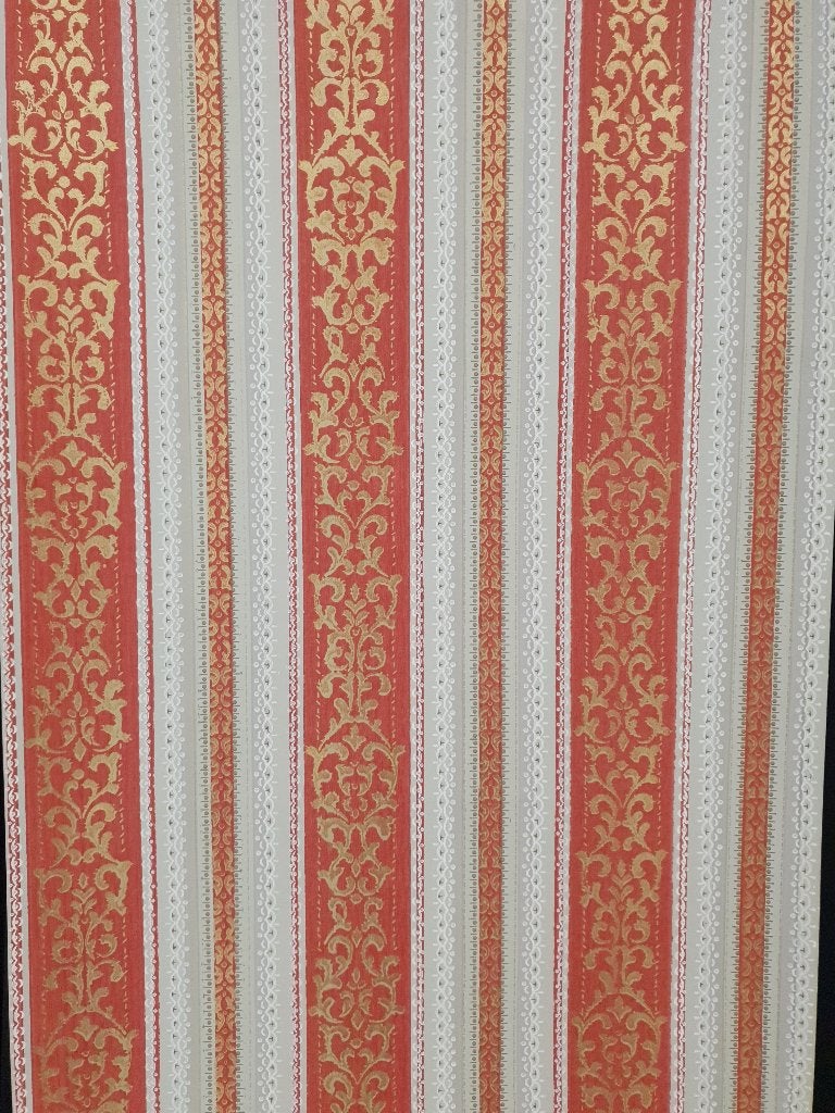 13688 Barok strepen behang in rood en goudkleur swiet, Ophalen of Verzenden, Rood
