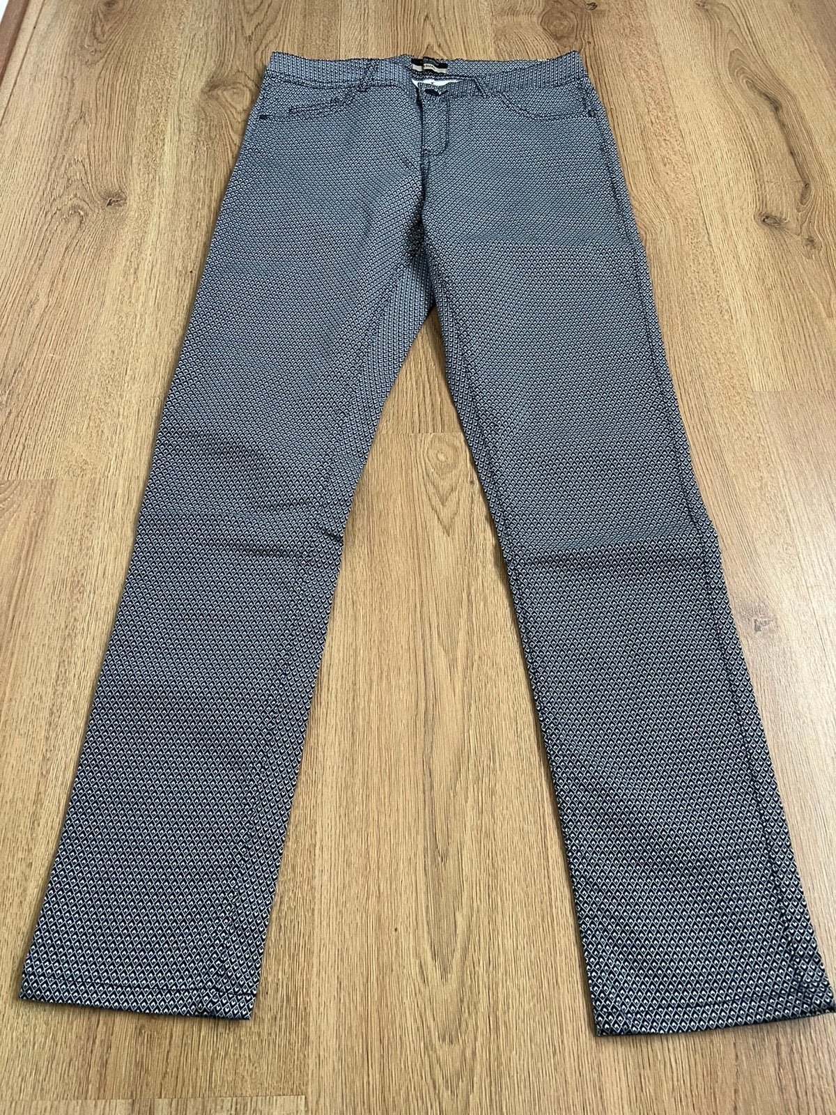 Claudia strater casual donkerblauw wit wiebertjes broek 36, Maat 38/40 (M), Blauw, Ophalen of Verzenden, Zo goed als nieuw