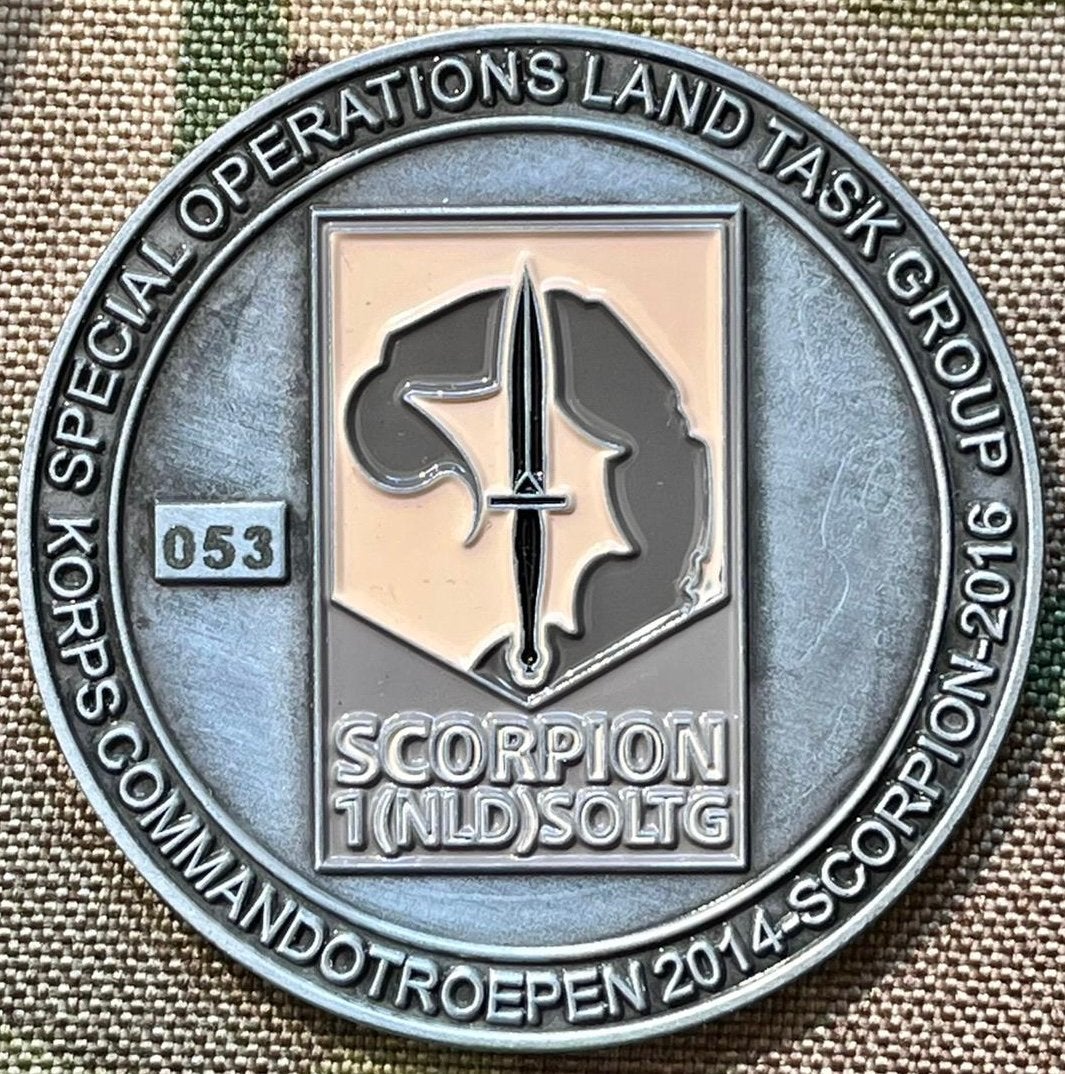 5 coins Korps commandotroepen Operatie MALIE 2014-2016, Ophalen of Verzenden, Landmacht, Nederland, Mes of Dolk