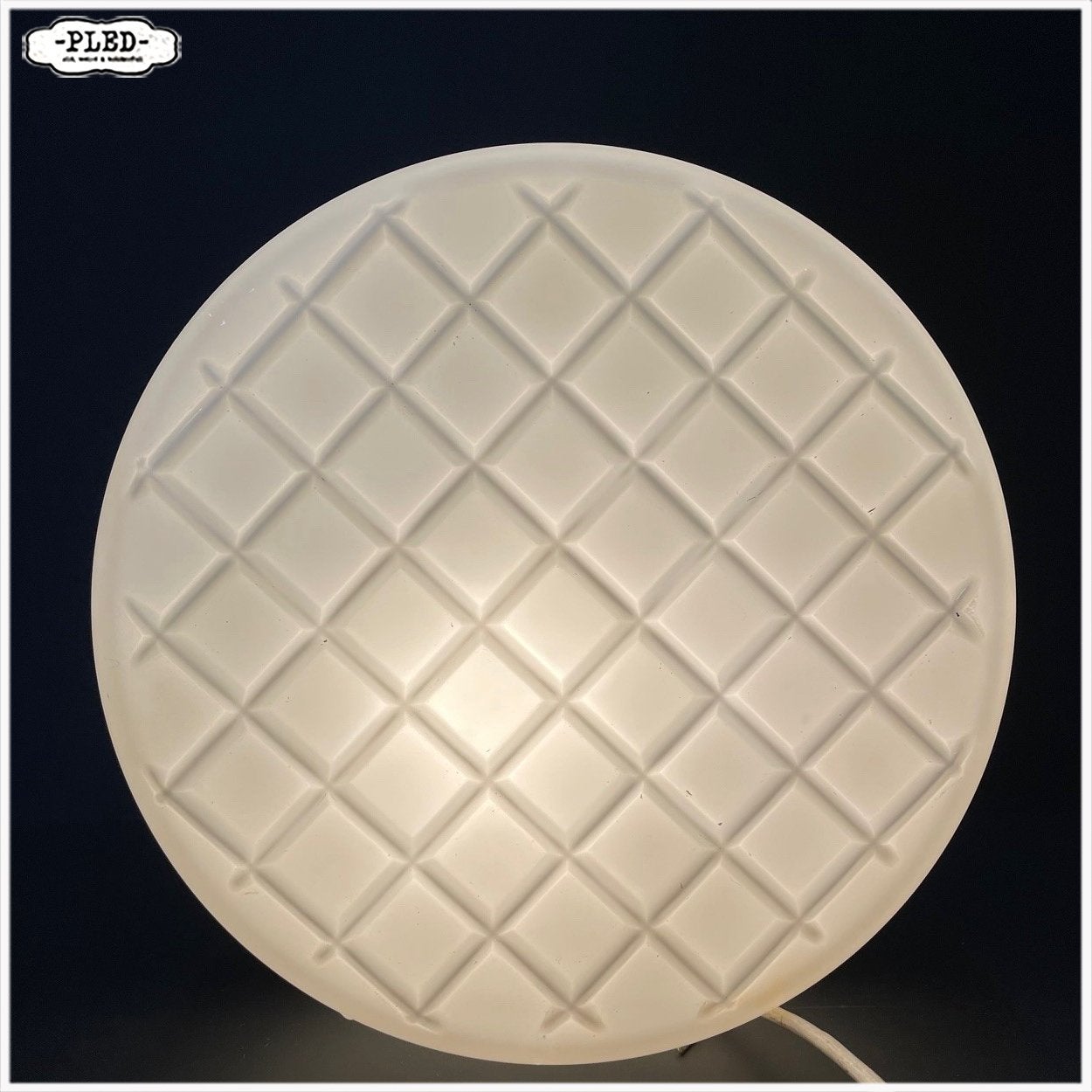 Ronde vintage opaline plafondlamp Plafonnière Lamp, Wit, Overige merken, Gebruikt, Glas
