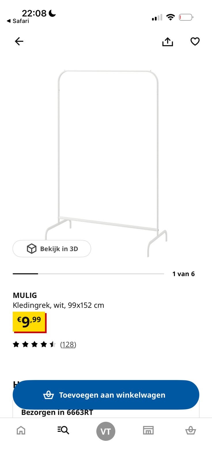 Ikea Mulig kledingrek, Ophalen, Gebruikt