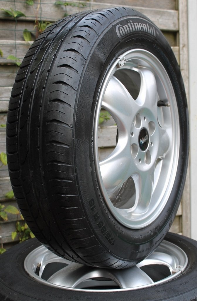4 Zomerbanden op 4x100 15" Alu velgen Mini Cooper, Ophalen, Gebruikt, 15 inch, 175 mm
