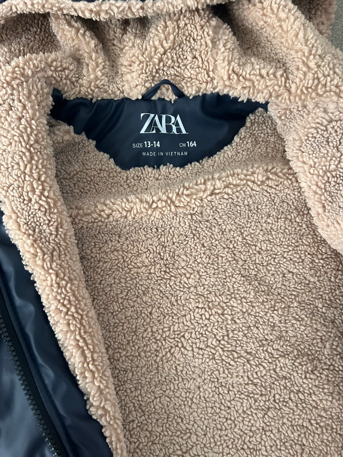 Zara winterjas met teddy voering, maat 164, Ophalen of Verzenden, Zo goed als nieuw, Jongen of Meisje, Jas