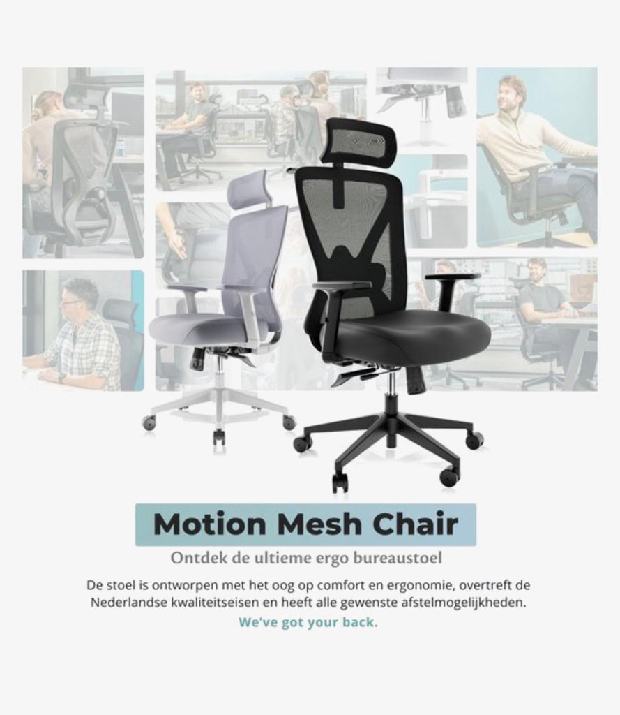 Zeer nette Backerz Mesh Ergonomische Bureaustoel te koop, Huis en Inrichting, Bureaustoelen, Ophalen, Zwart, Zo goed als nieuw