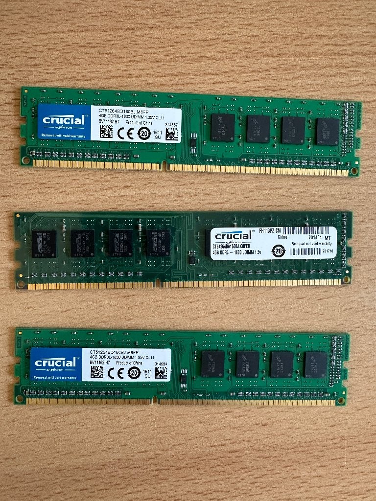 Crucial 4GB DDR3-L 1600 geheugen, Ophalen, DDR3, Zo goed als nieuw, Desktop