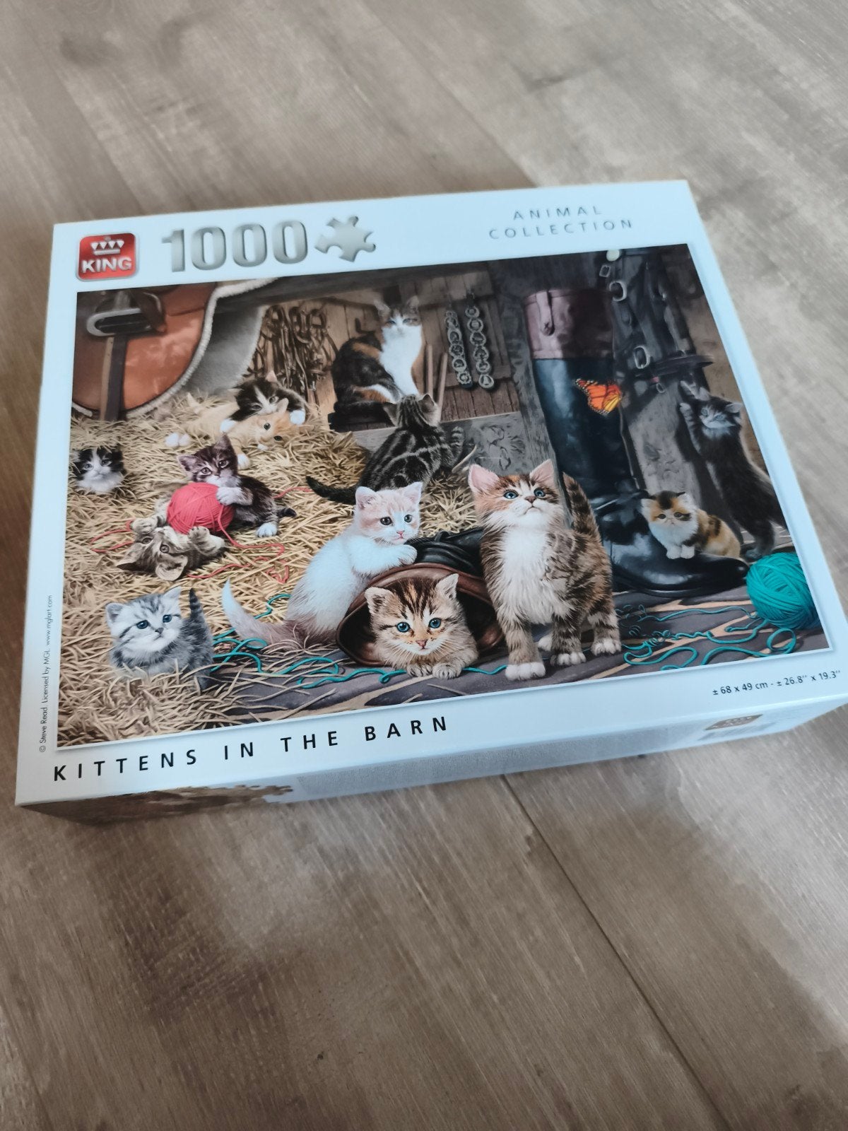King Legpuzzel 1000 stukjes - Kittens in de schuur, Ophalen, 500 t/m 1500 stukjes, Zo goed als nieuw, Legpuzzel
