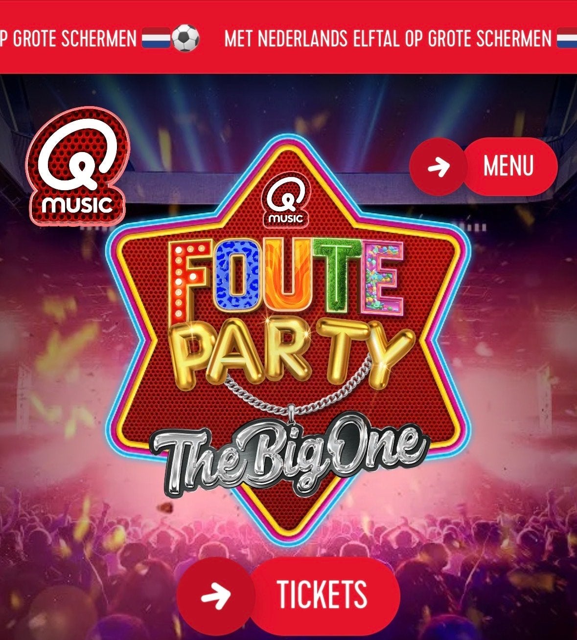 4 entreekaarten van Q Music foute party RUILEN, Drie personen of meer, Juni